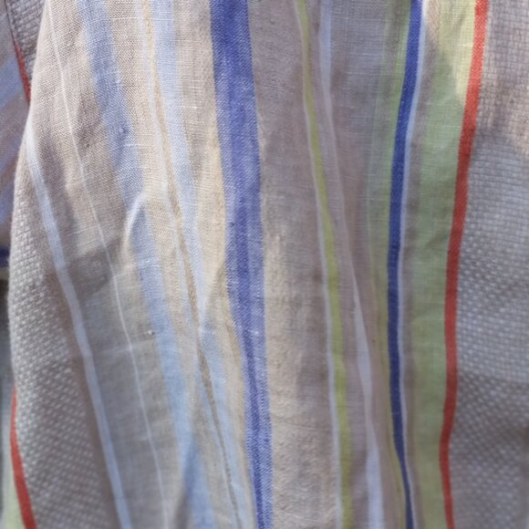 Tommy Bahama 100% Linen Shirt Short Sleeved Silk Striped Large (L) - Picture 6 of 16